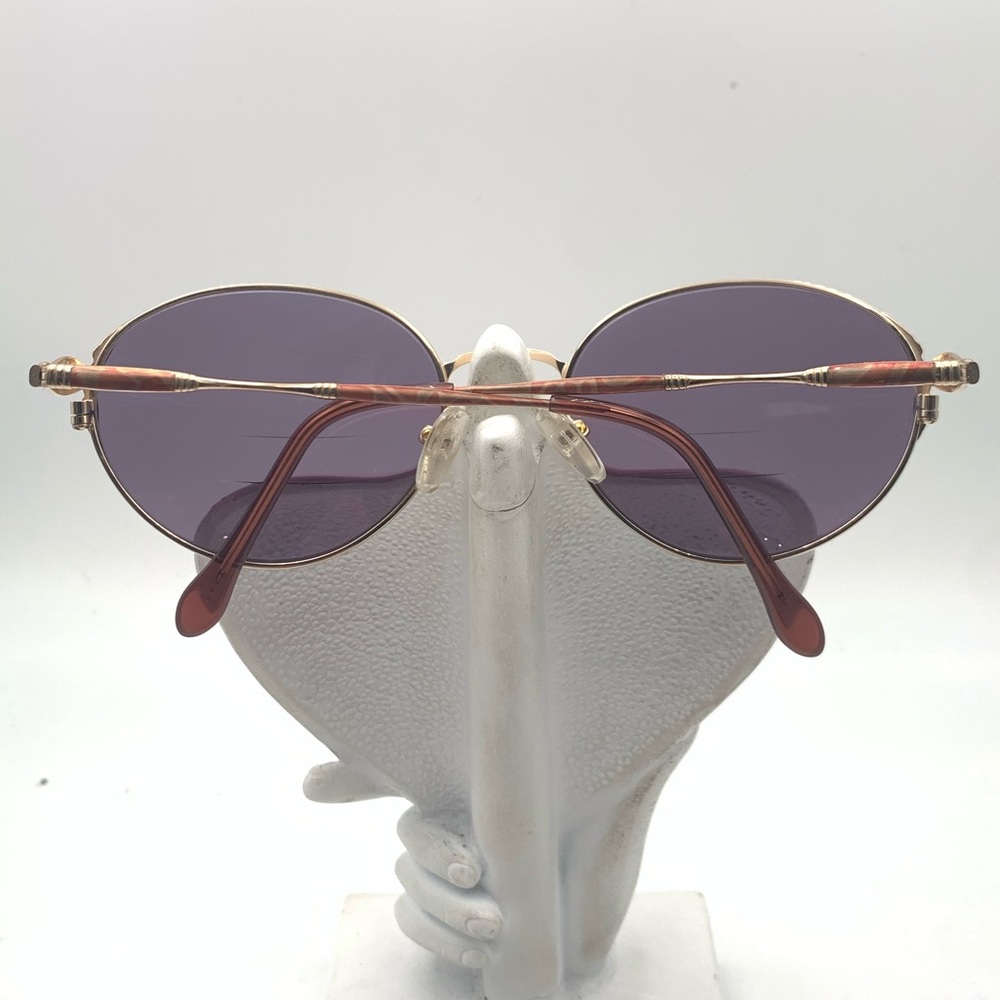 Vintage Silver Dollar Brown Gold Oval Sunglasses Frames TC750 - Picture 4 of 6